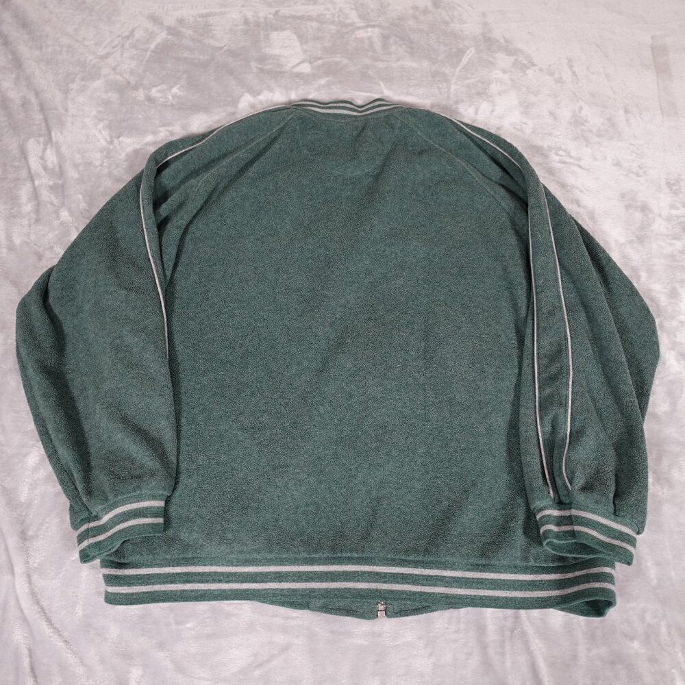 Vintage Perry Ellis America Active Fleece Full Zip Bomber Jacket Mens 2XL Green - Picture 7 of 11